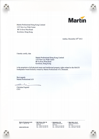 Mach Audio certificate